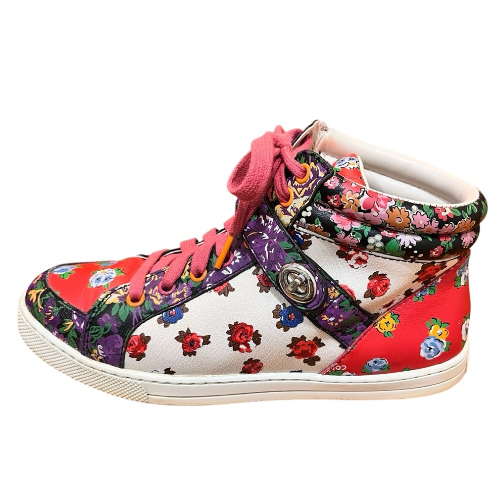 Coach Poppy High-Top Sneakers - Red, Purple, White